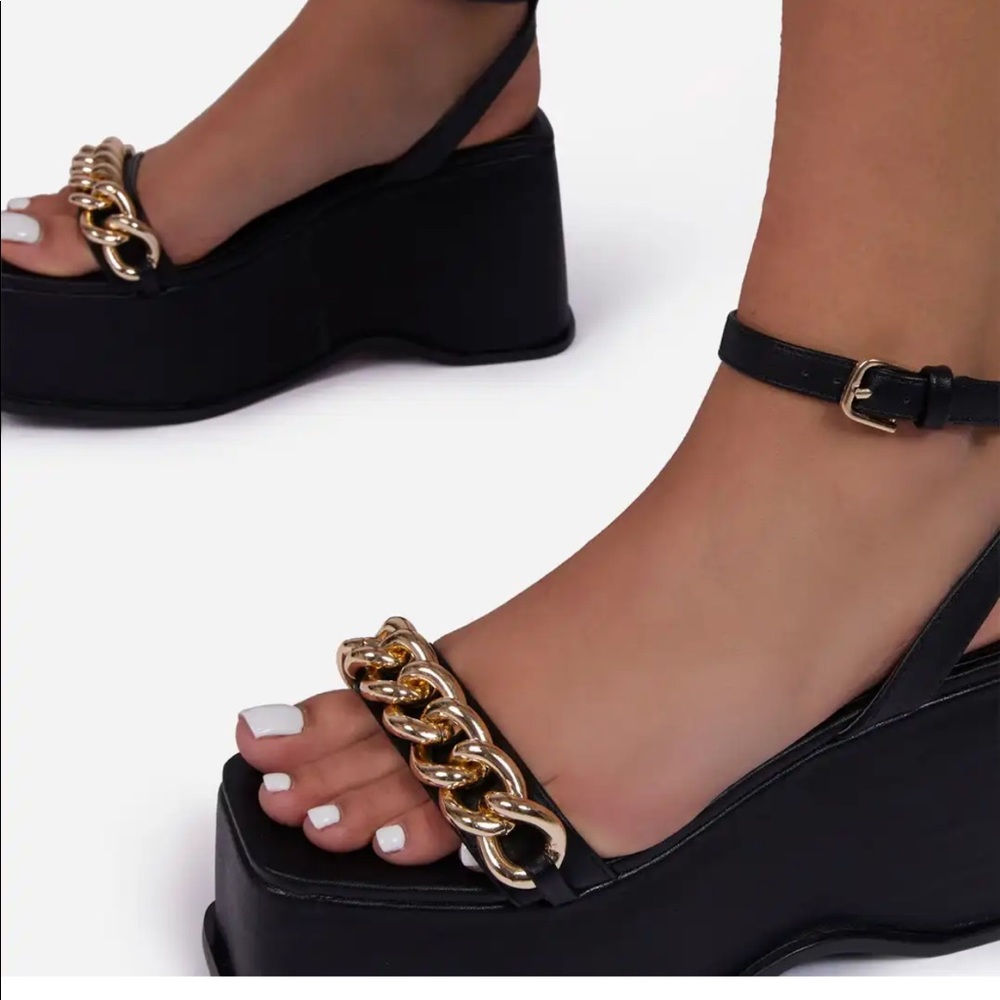 Ego black platform sandals
